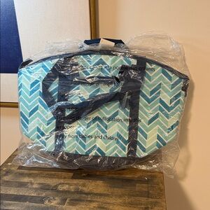Chevron Insulated Food Storage Bag - Blue